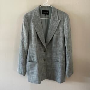 Lafayette 148 Loro Piana Cotton Wool Silk Blazer Jacket Flawed Size 16 Green